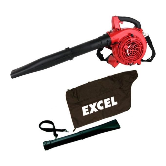 Excel CDF00783 Aspiratore Soffiatore a Scoppio 25.4 cc 0.75 kW Motore 2 Tempi Cinghia Tracolla colore Rosso