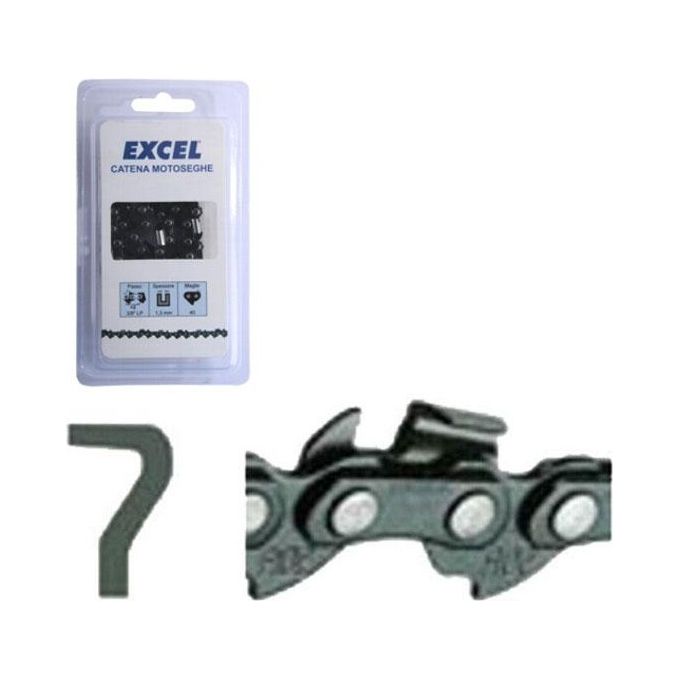 Excel N1C-56E Catena per Motosega e Elettrosega Passo 3-8'' Semi-Chisel 56 Maglie Spessore 1.3 mm