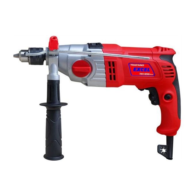 EXCEL TR1050 Trapano a Percussione 1050W 2 Velocita' Variabile Mandrino 13mm con Chiave Percussione 17600-48000 colpi-min Maniglia Ausiliaria Profondimetro Cavo 2m colore Nero EXCEL TR1050 Trapano a Percussione 1050W 2 Velocita' Variabile Mandrino 13mm con Chiave Percussione 17600-48000 colpi-min Maniglia Ausiliaria Profondimetro Cavo 2m colore Nero