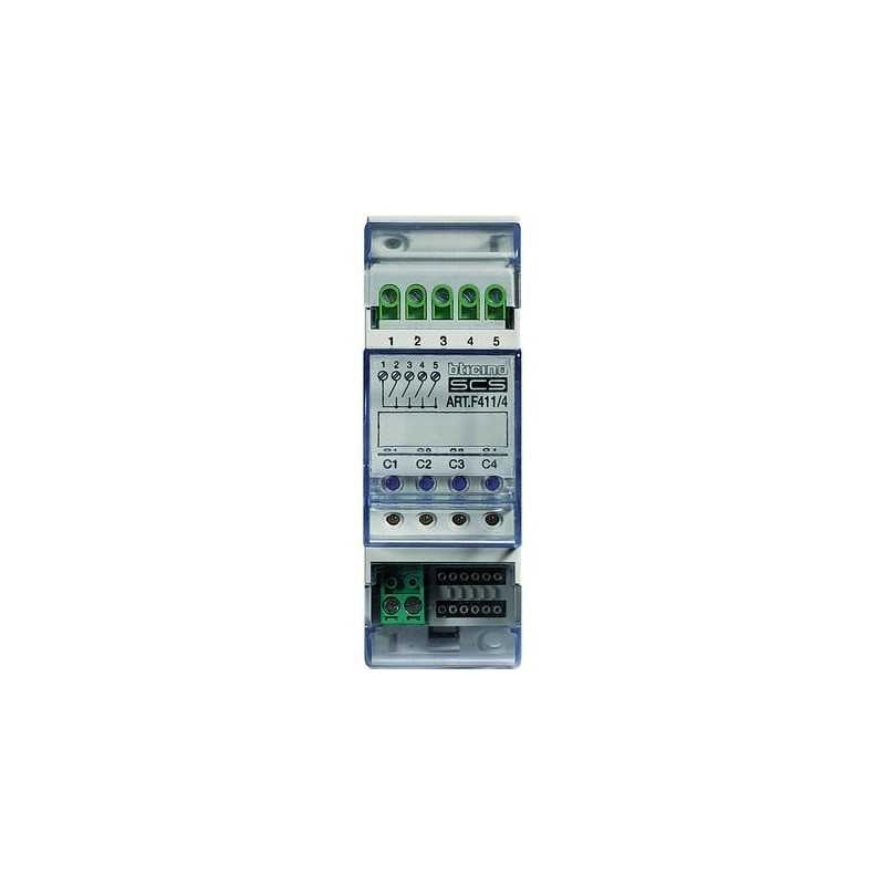 F411/4 Attuatore Din con 4 Relè Indipendenti 2 Moduli Scs F411/4 Attuatore Din con 4 Relè Indipendenti 2 Moduli Scs
