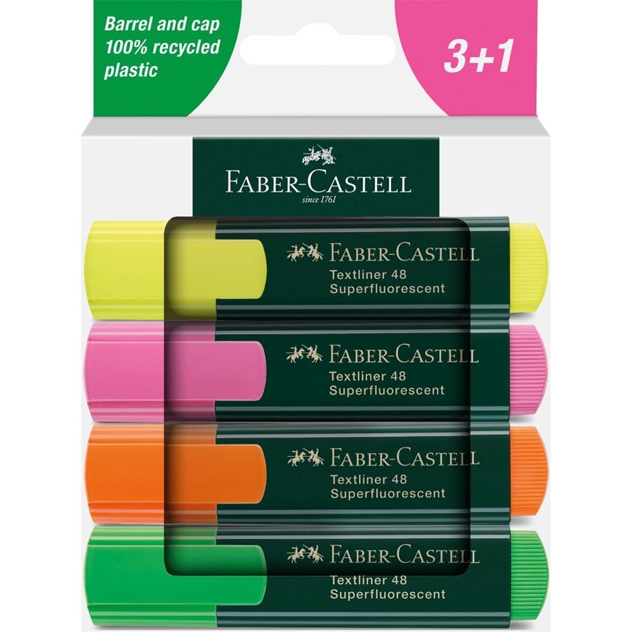 Faber-Castell Textliner 48 evidenziatore 4 pz Verde Arancione Rosa Giallo