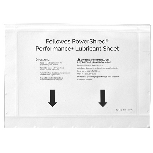 Fellowes 4025601 accessorio per tritadocumenti Fogli lubrificanti 10 pz Fellowes 4025601 accessorio per tritadocumenti Fogli lubrificanti 10 pz