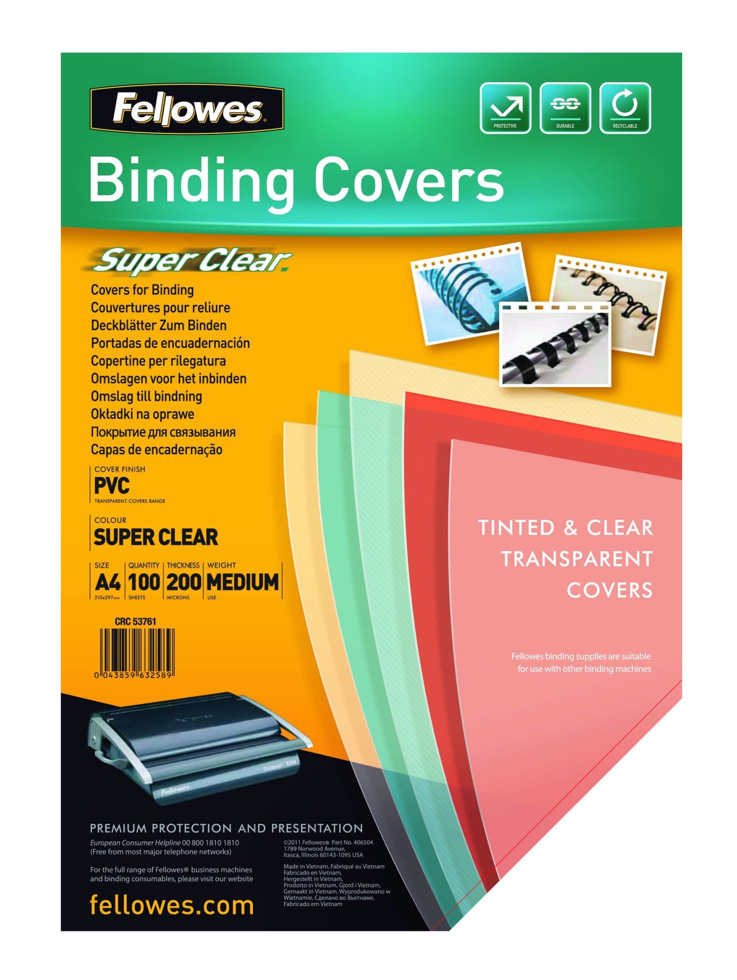 Fellowes 5376001 cartellina A4 PVC Trasparente 100 pz Fellowes 5376001 cartellina A4 PVC Trasparente 100 pz