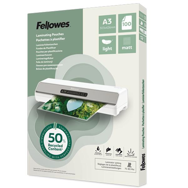 Fellowes Pouches A3 Con 50 Contenuto Riciclato - Spessore Leggero Opache Conf. 100 100143436