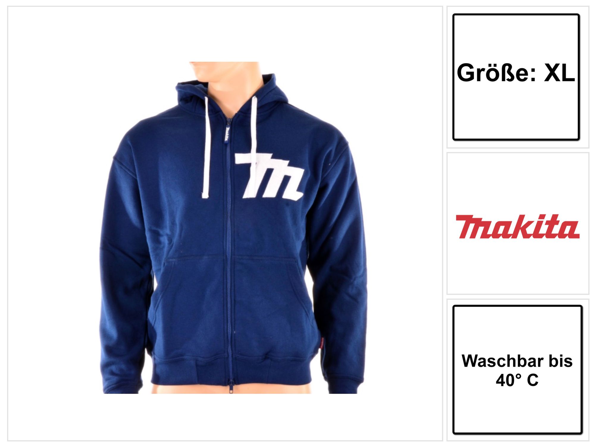 Felpa Con Cappuccio E Zip Taglia Xl Blu ( 98p145xl ) - Makita