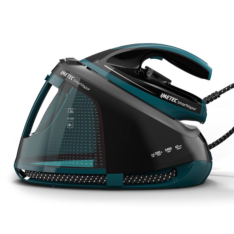 FERRO A VAPORE IMETEC SMARTVAPOR, Potenza 2400 W, pompa 6 bar, Vapore continuo fino a 350 g/min, Sistema anticalcare integrato, Capacità serbatoio 1,8 l, Piastra in ceramica