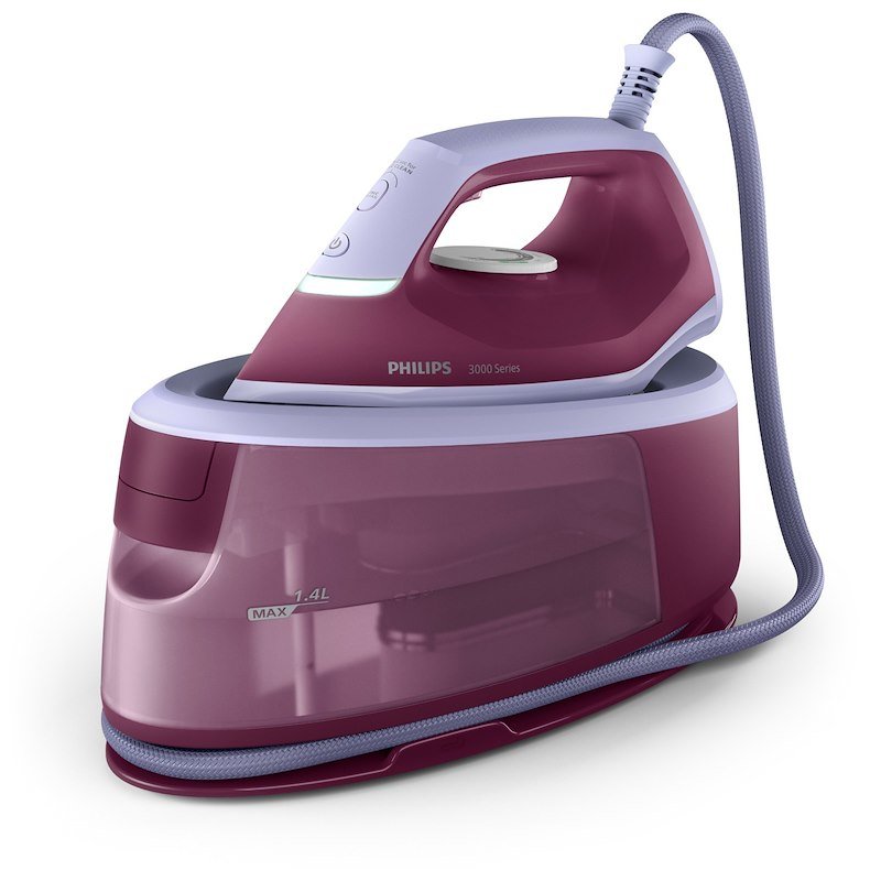 FERRO CALDAIA PHILIPS Serie 3000 PSG3001/30, Potenza 2400 W, pompa 6 bar, Vapore continuo fino a 140 g/min, Sistema anticalcare integrato, Capacità serbatoio 1,4 l, Piastra in Ceramica