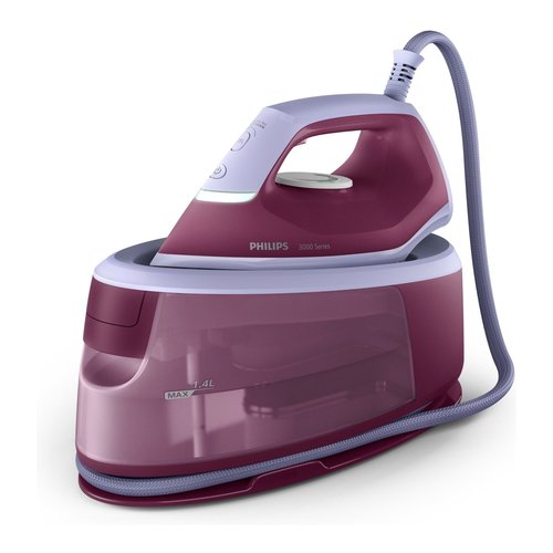 Ferro Caldaia Philips Serie 3000 Psg3001/30, Potenza 2400 W, Potenza Pompa 6 Bar, Vapore Continuo Fino A 140 G/min, Sistema Anticalcare Integrato, Capacità Serbatoio 1,4 L, Piastra In Ceramica