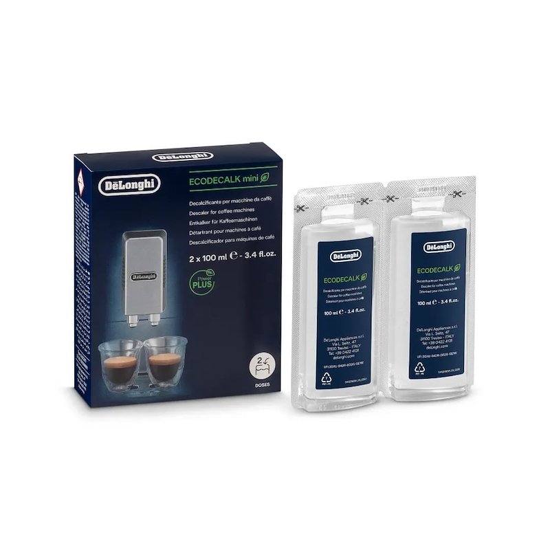 Filtro Decalcificante DE'LONGHI EcoDecalk DLSC200, 2 Dosi di Decalcificazione, Ingredienti Origine Vegetale, 2x100ml