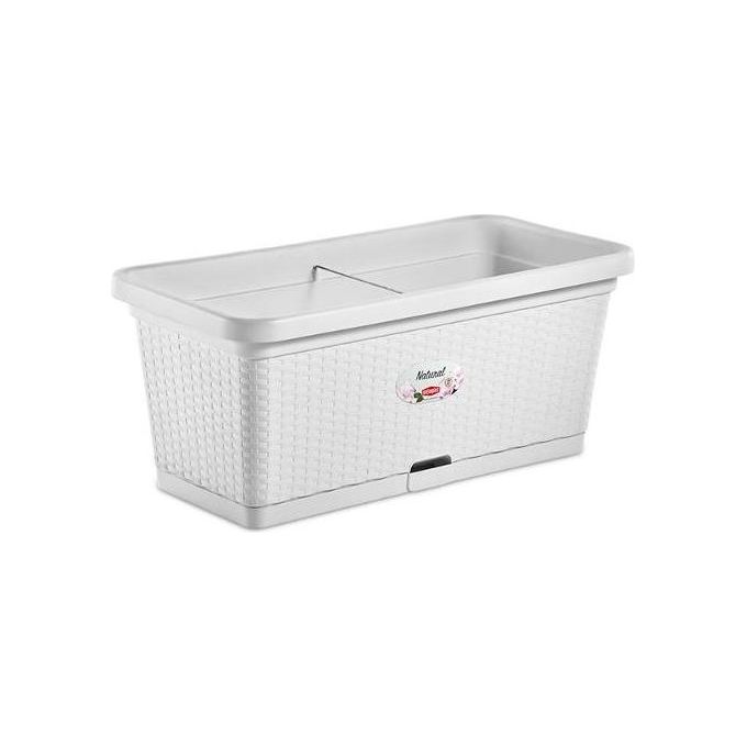Fioriera cassetta con riserva acqua plastica (80x40x34cm) NATURAL Bianco 75350