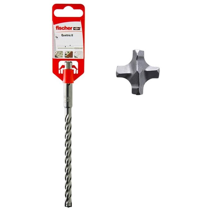 Fischer 549951 Punta per Calcestruzzo SDS Plus Quattric II Diametro 16 mm Lunghezza Totale 215 mm colore Nero