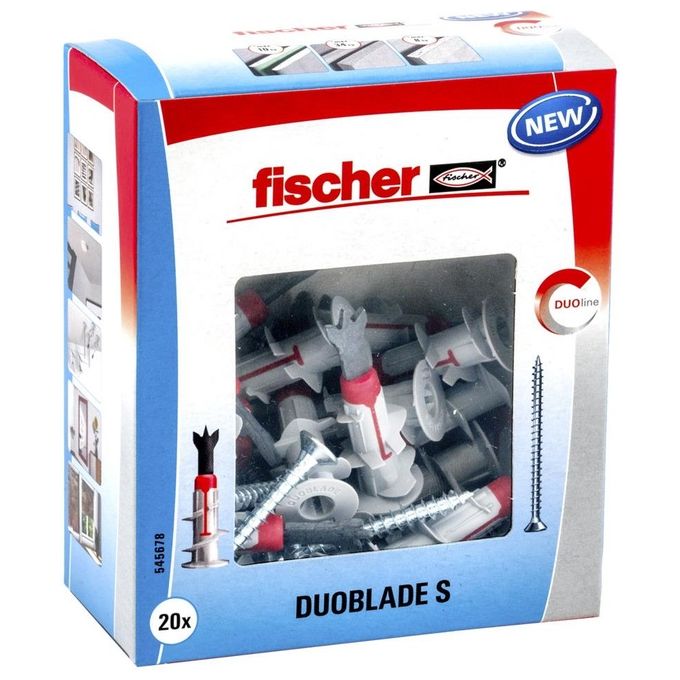 Fischer DUOBLADE S Tassello Autoforante Bimateriale per Cartongesso con Vite 4,5x40 mm 20 pz colore Grigio