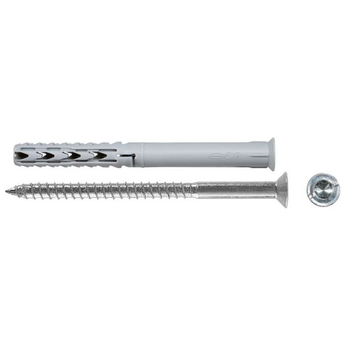 Fischer SXRL 8X60 WT LS Tassello Prolungato in Nylon con Vite a Testa Svasata Impronta Torx TX30 50 Pz colore Grigio