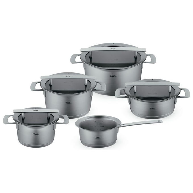 Fissler 016-113-05-000-0 Phi Collection Set Pentole 5 Pezzi Acciaio Inox 18-10 Induzione Coperchi in Vetro Made in Germany Fissler 016-113-05-000-0 Phi Collection Set Pentole 5 Pezzi Acciaio Inox 18-10 Induzione Coperchi in Vetro Made in Germany