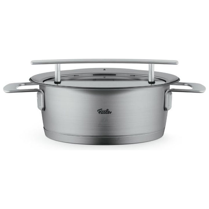 Fissler 016-123-20-000-0 Casseruola Bassa Phi Collection 20 cm 2.3 Litri con Coperchio in Vetro Acciaio Inox