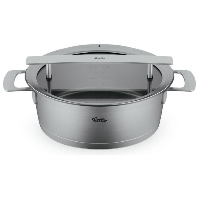 Fissler 016-123-24-000-0 Pentola per Arrosti 24 cm 3,9 l Acciaio Inox Con Coperchio in Vetro Adatta a Induzione