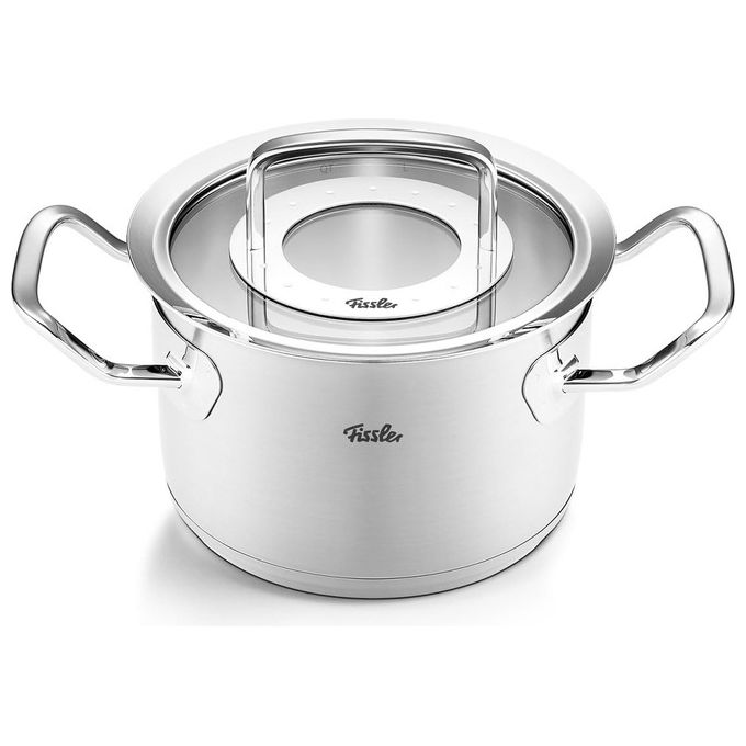 Fissler 084-129-16-000-0 Pentola acciaio inox 16 cm 2.1 Litri Con coperchio vetro Original Profi Collection