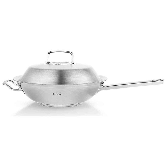 Fissler 084-888-30-000-0 Original-Profi Collection Wok in acciaio inox 30 cm 4,1 litri con coperchio adatto a tutti i piani cottura inclusa induzione colore Acciaio