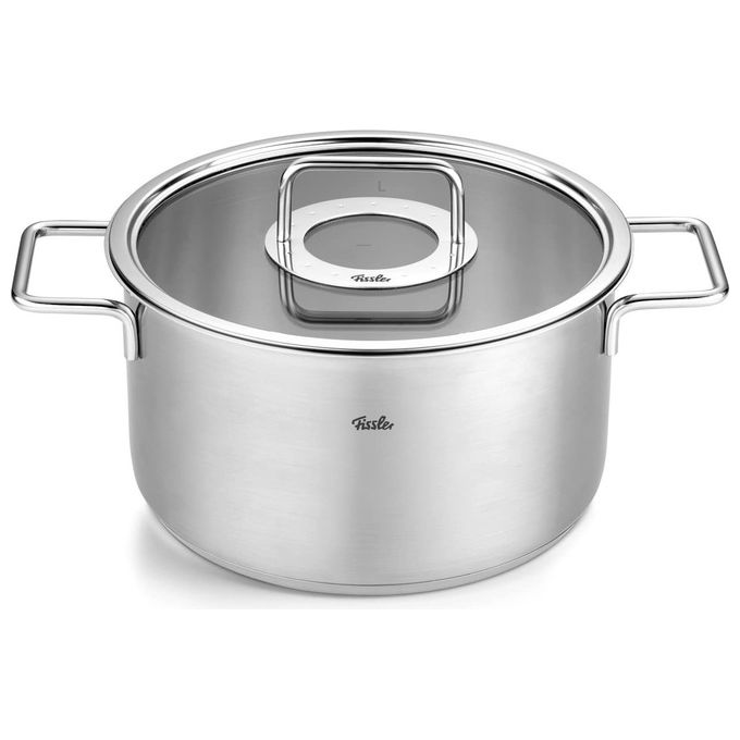 Fissler 086-115-24-000 Pentola Acciaio Inox 24 cm 5.7 Litri Con Coperchio Vetro Pure Collection