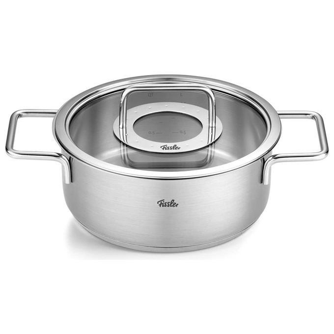 Fissler 086-125-20-000-0 Pentola Bassa Pure Collection 20 cm 2.4 L Acciaio Inox Con Coperchio