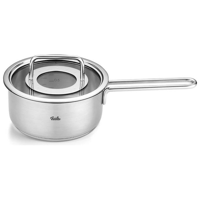Fissler 086-155-16-000-0 Pure Collection Casseruola Acciaio Inox 16 cm 1,4 l Coperchio Vetro Induzione colore Acciaio Satinato