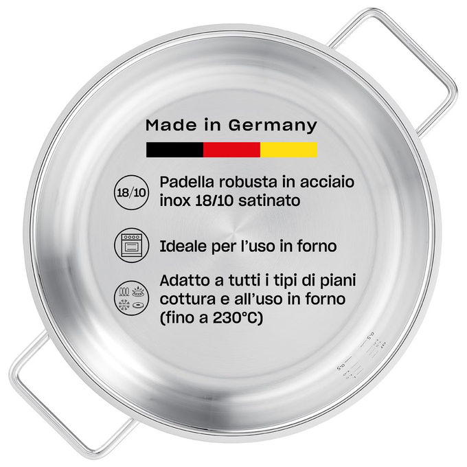 Fissler 086-384-28-100-0 Padella in Acciaio Inox 28 cm Pure Collection Bordo Alto Compatibile Induzione