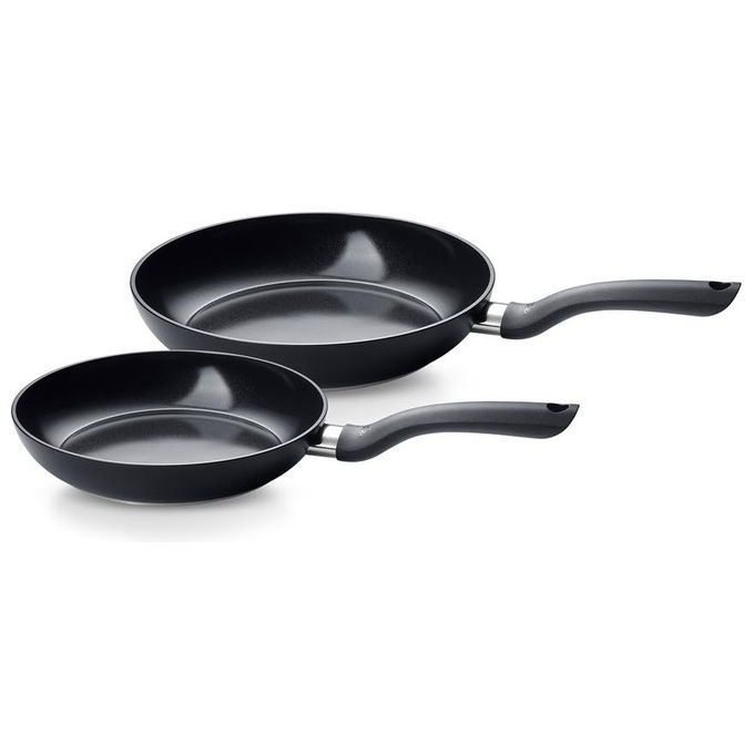 Fissler 111-001-02-100-0 Set Padelle 2 Pezzi 24 + 28 cm Alluminio Rivestimento Ceramica Ad Induzione Nero