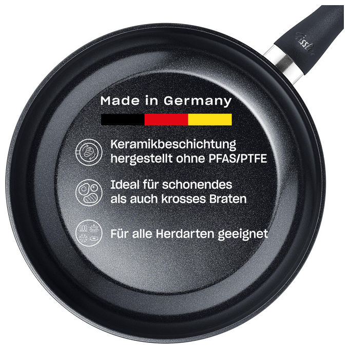 Fissler 111-001-20-100-0 Essential Padella Antiaderente Ceramica 20 cm Alluminio Riciclato Senza PFAS PTFE Induzione Made in Germany colore Nero Fissler 111-001-20-100-0 Essential Padella Antiaderente Ceramica 20 cm Alluminio Riciclato Senza PFAS PTFE Induzione Made in Germany colore Nero