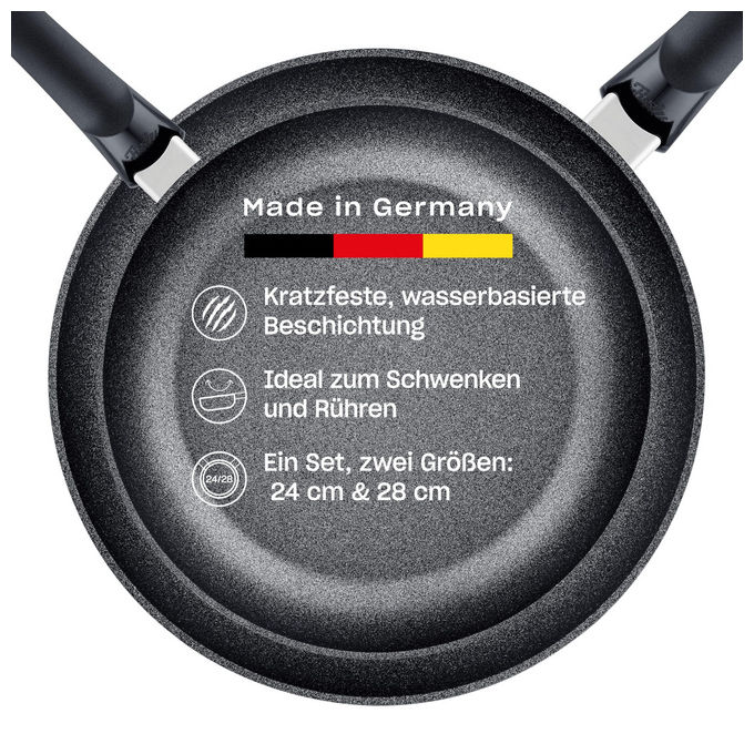 Fissler 157-304-02-101-0 Adamant Classic Set 2 Padelle Antiaderenti 24 cm e 28 cm Induzione colore Nero