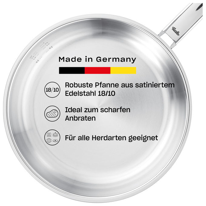 Fissler Padella 24 cm Pure Collection Acciaio Inox Made in Germany