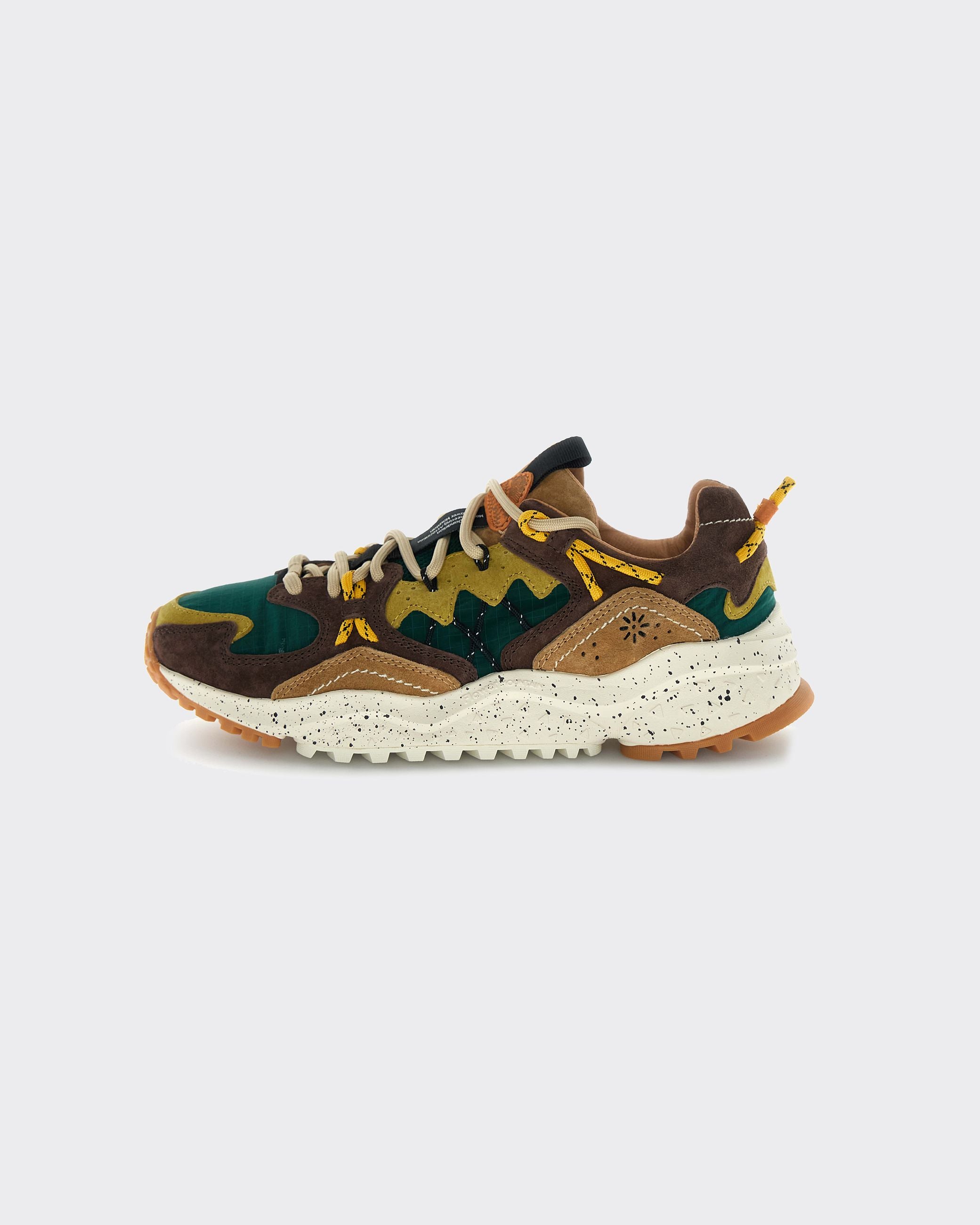Flower Mountain Sneakers Yamabushi Uni Suede-Nylon Dark Brown/Green Bottle/Zucca