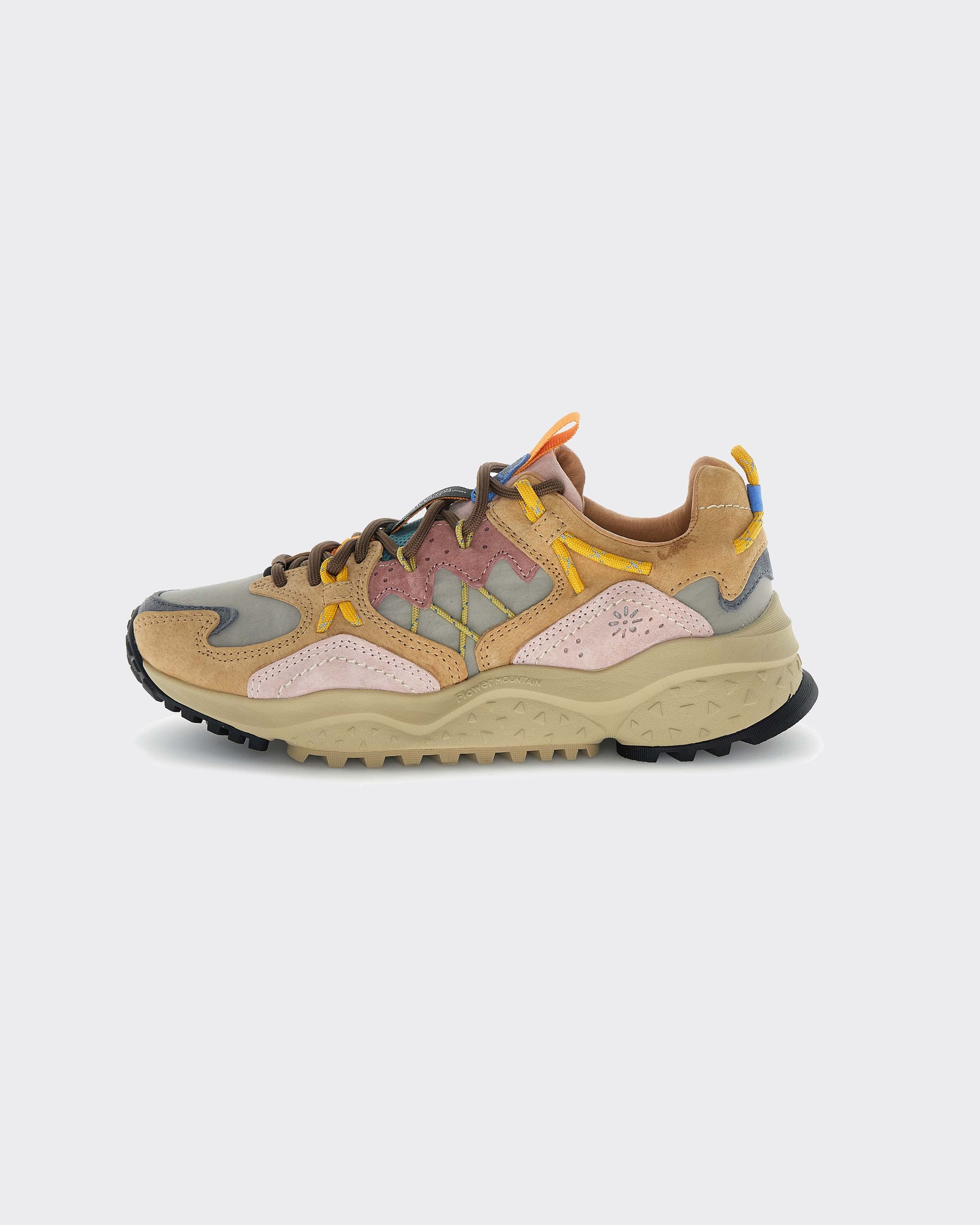 Flower Mountain Sneakers Yamabushi Woman Suede-Nylon Cognac/Taupe/Pink