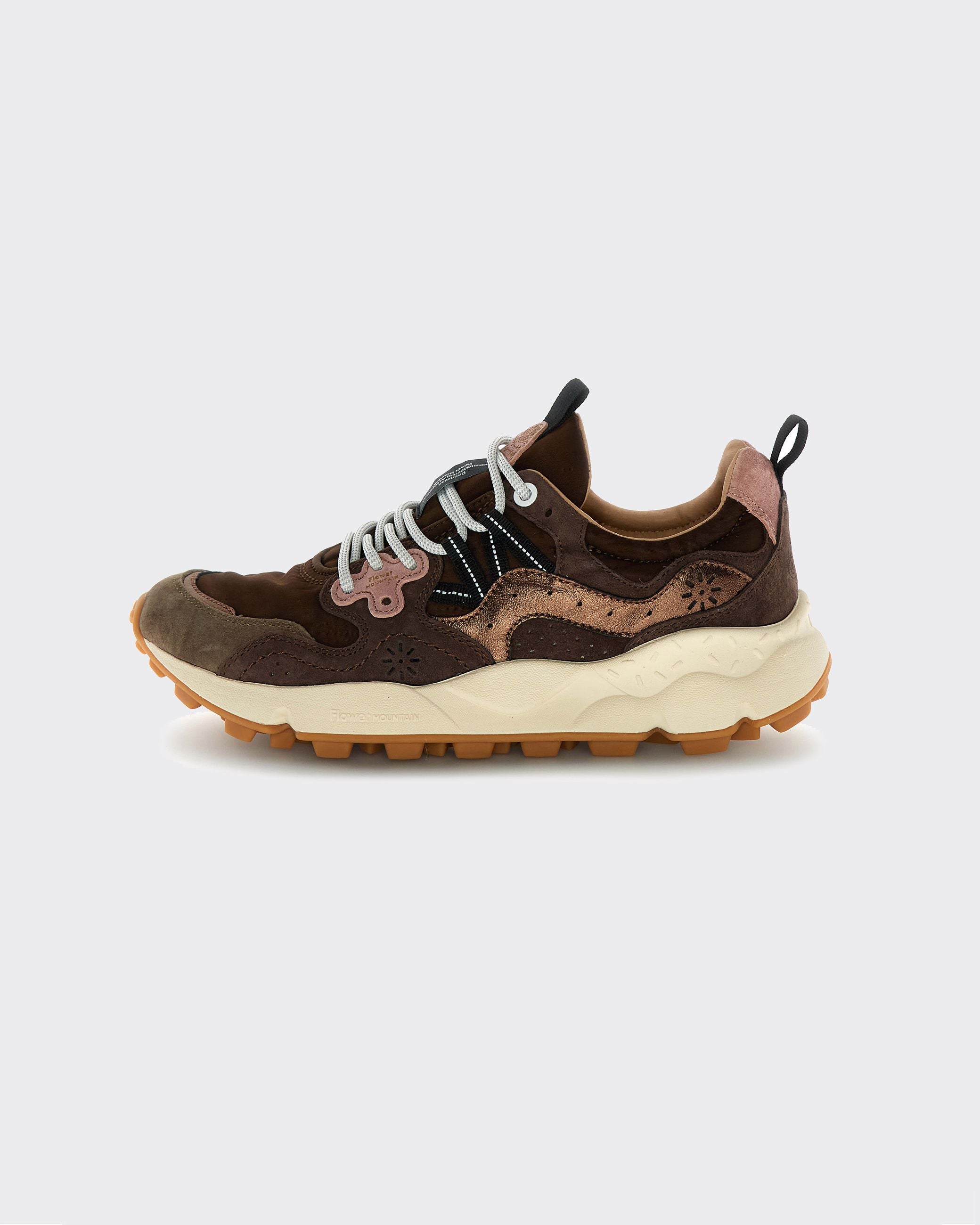 Flower Mountain Sneakers Yamano 3 Uni Suede-Nylon-Laminated Brown/Bronze/Pink