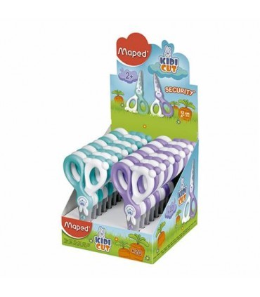 Forbici scolastiche Maped Kidikut punta arrotondata 12 cm - Lame in fibra di vetro - Manico simmetrico in plastica - Colori assortiti - 1 pezzo Forbici scolastiche Maped Kidikut punta arrotondata 12 cm - Lame in fibra di vetro - Manico simmetrico in plastica - Colori assortiti - 1 pezzo
