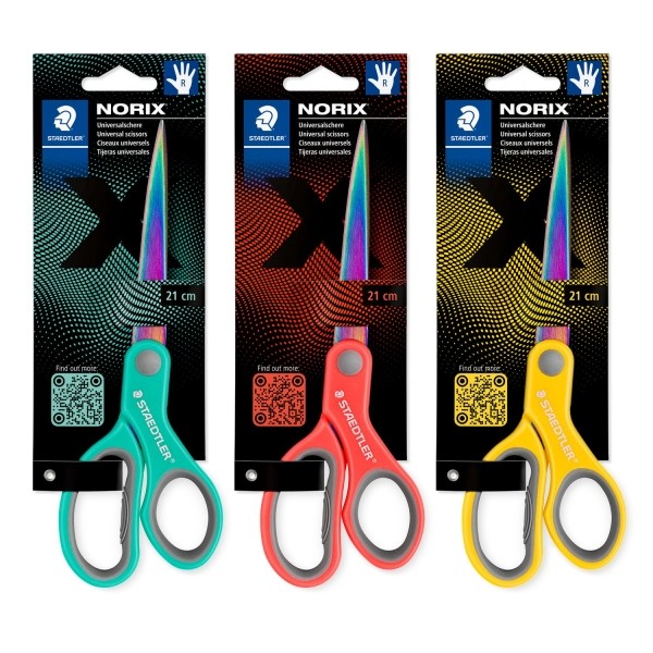 Forbici scolastiche Staedtler Norix 965 da 21 cm - Lame in acciaio inossidabile con effetto titanio - Per destrorsi - Impugnatura ergonomica - Colori assortiti - 1 pezzo Forbici scolastiche Staedtler Norix 965 da 21 cm - Lame in acciaio inossidabile con effetto titanio - Per destrorsi - Impugnatura ergonomica - Colori assortiti - 1 pezzo
