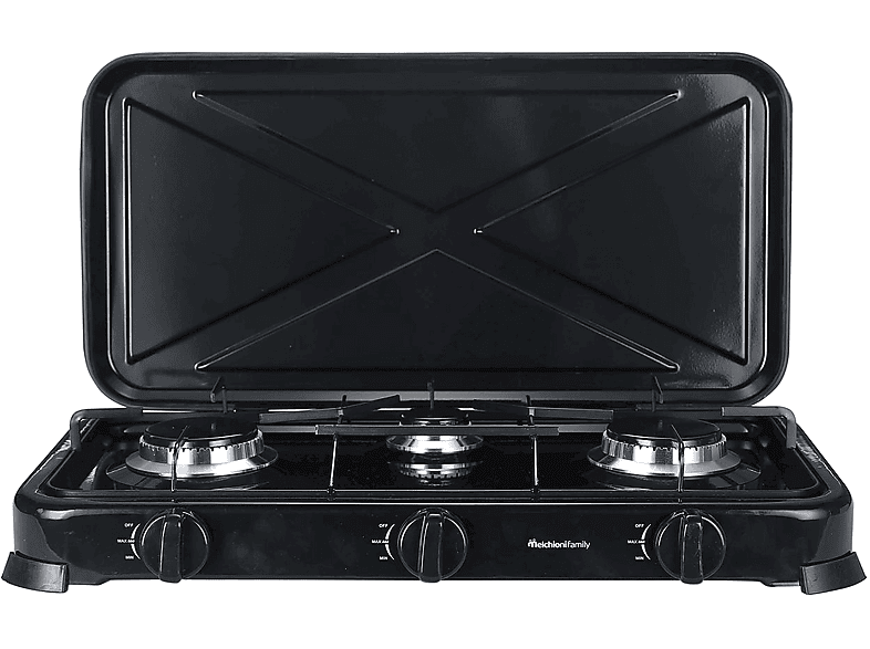 FORNELLO A GAS MELCHIONI FAMILY MINERVA3 NEW, Assorbimento potenza 2900 W, Zone di cottura 3, NERO