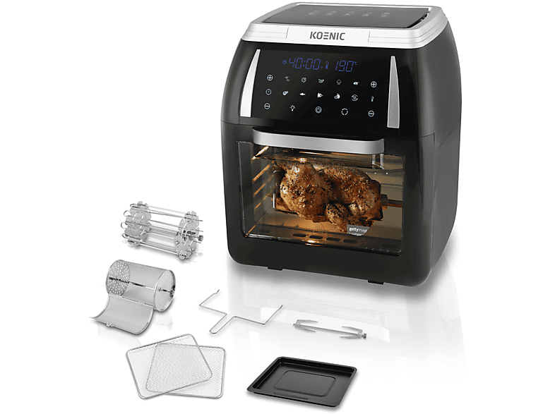 Fornetto elettrico KOENIC KAF 121821, 12l, 1800W, display LED, cestello girevole e estraibile, con teglia girarrosto