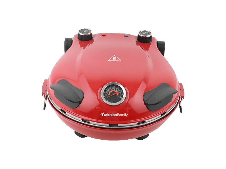 Forno pizza MELCHIONI FAMILY BELLA NAPOLI PLUS, 1200W, piastra removibile in pietra refrattaria da 31cm, doppia regolazione della temperatura e 2 palette dotazione