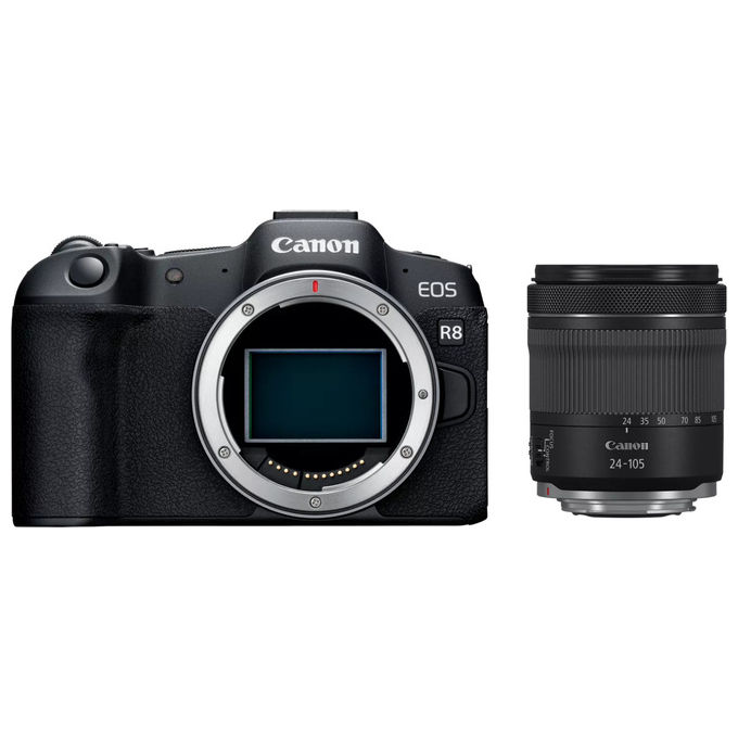 Fotocamera mirrorless 24,2Mpx Full frame EOS R8 Kit RF 24 105mm F4 7.1 IS STM Black 5803C095