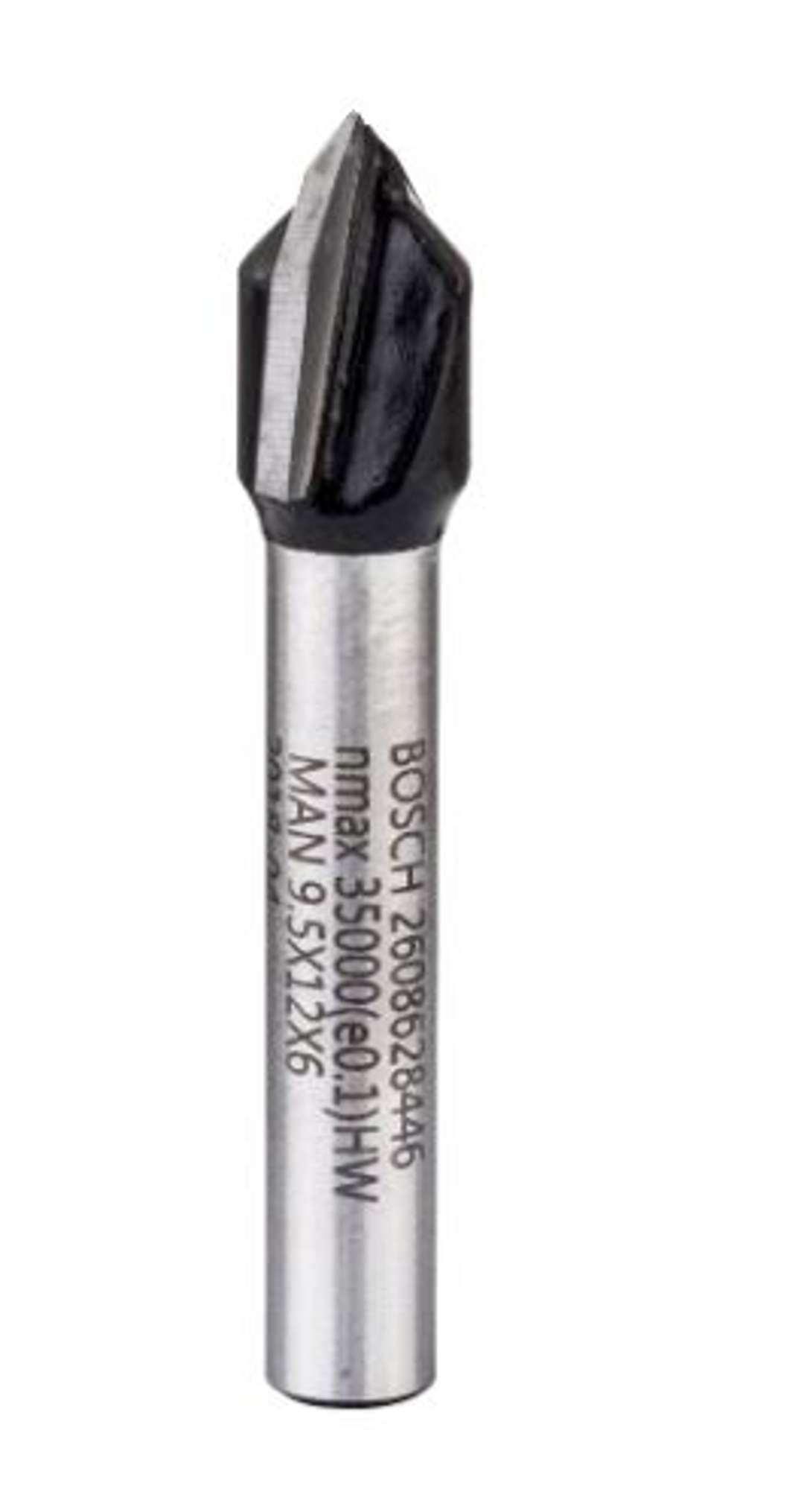 Fresa A V, 6 Mm, D1 9,5 Mm, L 12,35 Mm, G 45 Mm, 90°