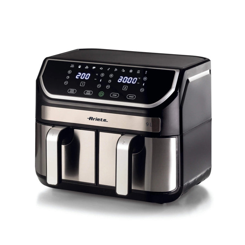 Friggitrice ad aria 9L 2100W - 11 programmi - Doppio cestello - Nero/Silver