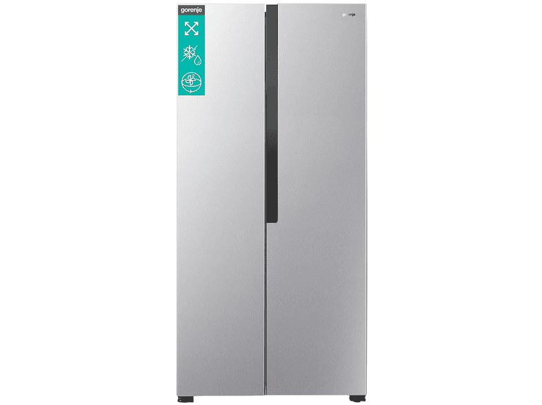 Frigorifero americano GORENJE NRS8182KX, Sistema Multi Flow: Sì; raffreddamento frigorifero: No Frost; congelatore: Frost, Capacità netta totale 441 l, Rumorosità: 42 dB(A), Dimensioni: L 83,2 cm A 177,7 P 62,3 cm, Acciaio Inox, Classe E