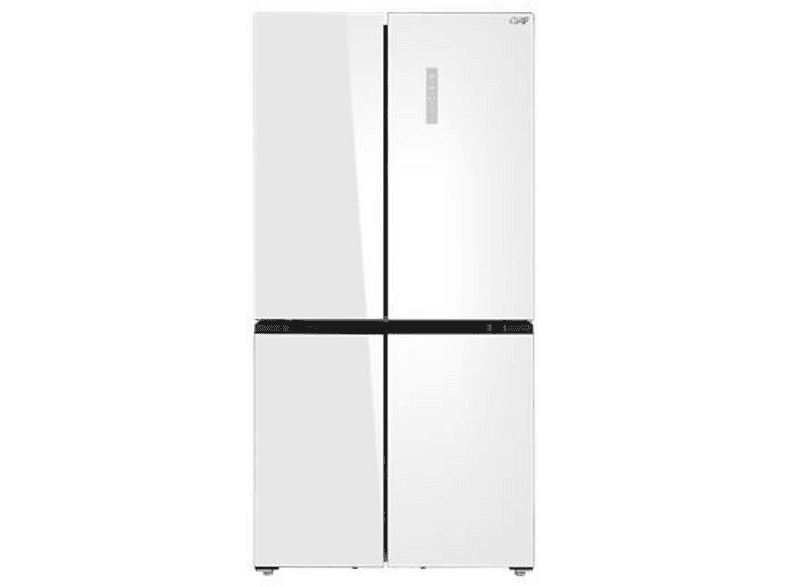 Frigorifero americano GRF SLC836091WG1, Sistema Multi Flow: Sì; raffreddamento frigorifero: No Frost; congelatore: Frost, Capacità netta totale 485 l, Rumorosità: 38 dB(A), Dimensioni: L 83,6 cm A 191,2 P 60 cm, Vetro Bianco, Classe E