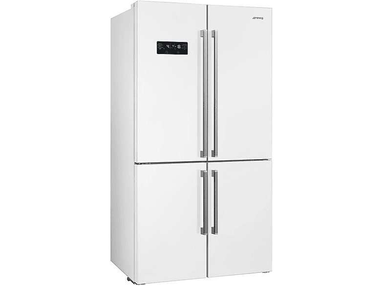 Frigorifero americano SMEG FQ60BDE, Sistema Multi Flow: Sì; raffreddamento frigorifero: No Frost; congelatore: Frost, Capacità netta totale 572 l, Rumorosità: 37 dB(A), Dimensioni: L 90,8 cm A 182,5 P 75 cm, Bianco, Classe E