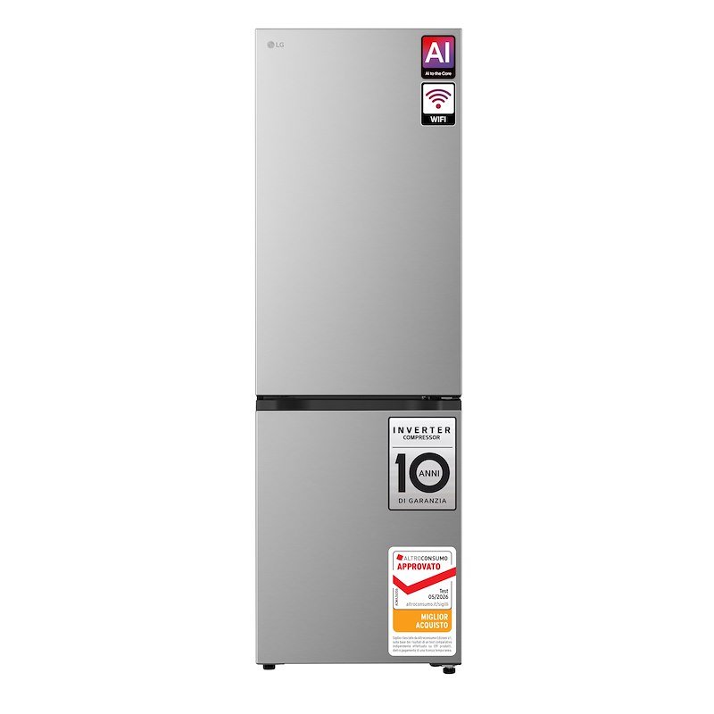 FRIGORIFERO COMBINATO LG GBBSJ10DPY FIT & MAX, Capacità netta totale 333 l, Rumorosità: 35 dB(A), LAN wireless, 2 ripiani, Dimensioni: L 59,7 cm A 186 P 67,4 cm, Prime Silver, Classe D FRIGORIFERO COMBINATO LG GBBSJ10DPY FIT & MAX, Capacità netta totale 333 l, Rumorosità: 35 dB(A), LAN wireless, 2 ripiani, Dimensioni: L 59,7 cm A 186 P 67,4 cm, Prime Silver, Classe D