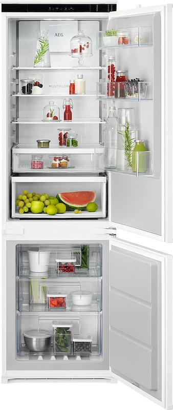 FRIGORIFERO DA INCASSO AEG TC6MS18FDS, Capacità netta totale 248 l, Rumorosità: 34 dB(A), Dispenser ghiaccio, 4 ripiani, Dimensioni: L 54,6 cm A 177,2 P 54,9 cm, Bianco, Classe D