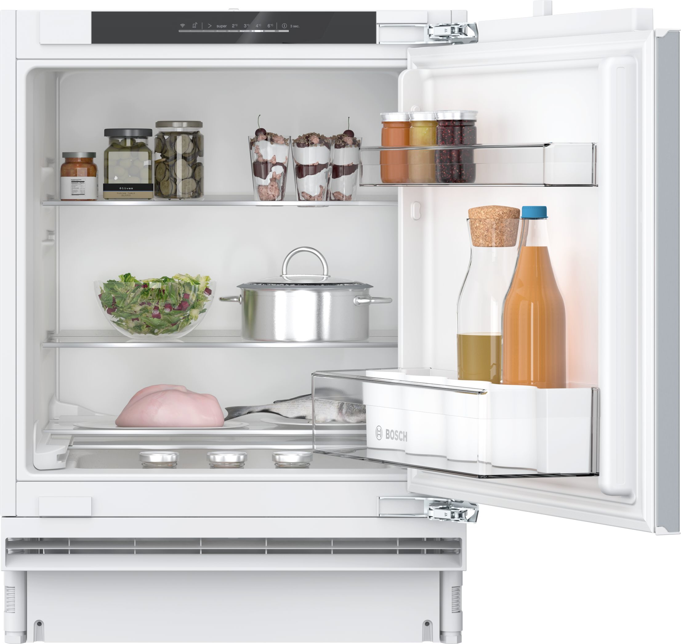 FRIGORIFERO DA INCASSO BOSCH KUR21VFE0, Capacità netta totale 134 l, Rumorosità: 35 dB(A), LAN wireless, Dimensioni: L 59,8 cm A 82 P 54,8 cm, Bianco, Classe E