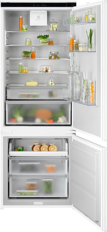 FRIGORIFERO DA INCASSO ELECTROLUX ENA7TE75S, Capacità netta totale 375 l, Rumorosità: 35 dB(A), 5 ripiani, Dimensioni: L 69,6 cm A 188,4 P 54,9 cm, Bianco, Classe E
