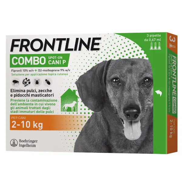Frontline Combo Cani x3 Pipette Antiparassitario per Cani (2-10 Kg) Contro Pulci Zecche e Pidocchi