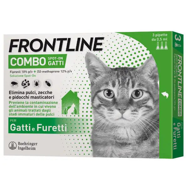 Frontline Combo Gatti x3 Pipette Antiparassitario Contro Pulci Zecche e Pidocchi